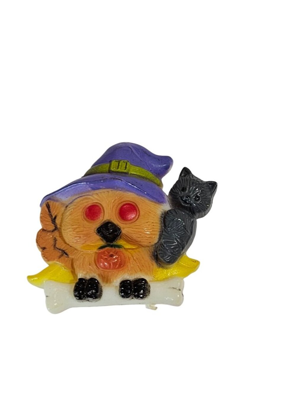 Vintage Halloween Button Cover Owl Cat 1.75 inches